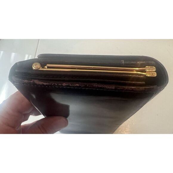 GIVENCHY Vintage Luxury Designer French Wallet Black Liquid LeatherGG Logo Large - Picture 3 of 15